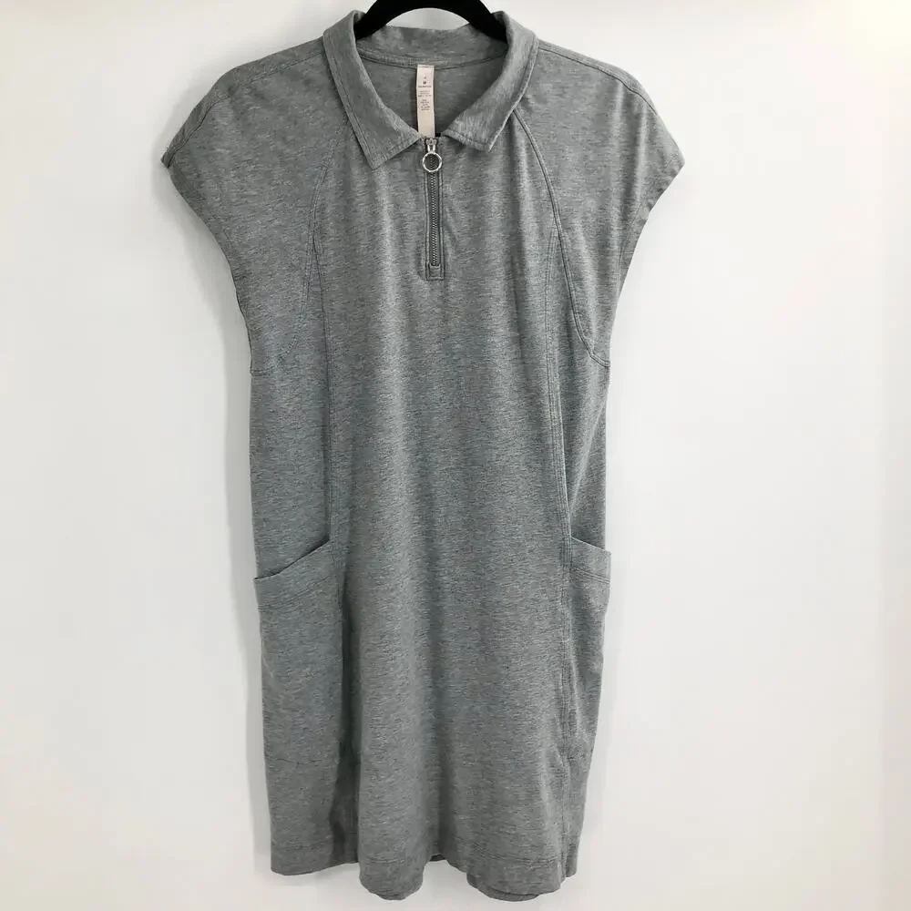 Lululemon Players Pro-Form Polo Dress Gray Collared Mini Dress Side Pockets